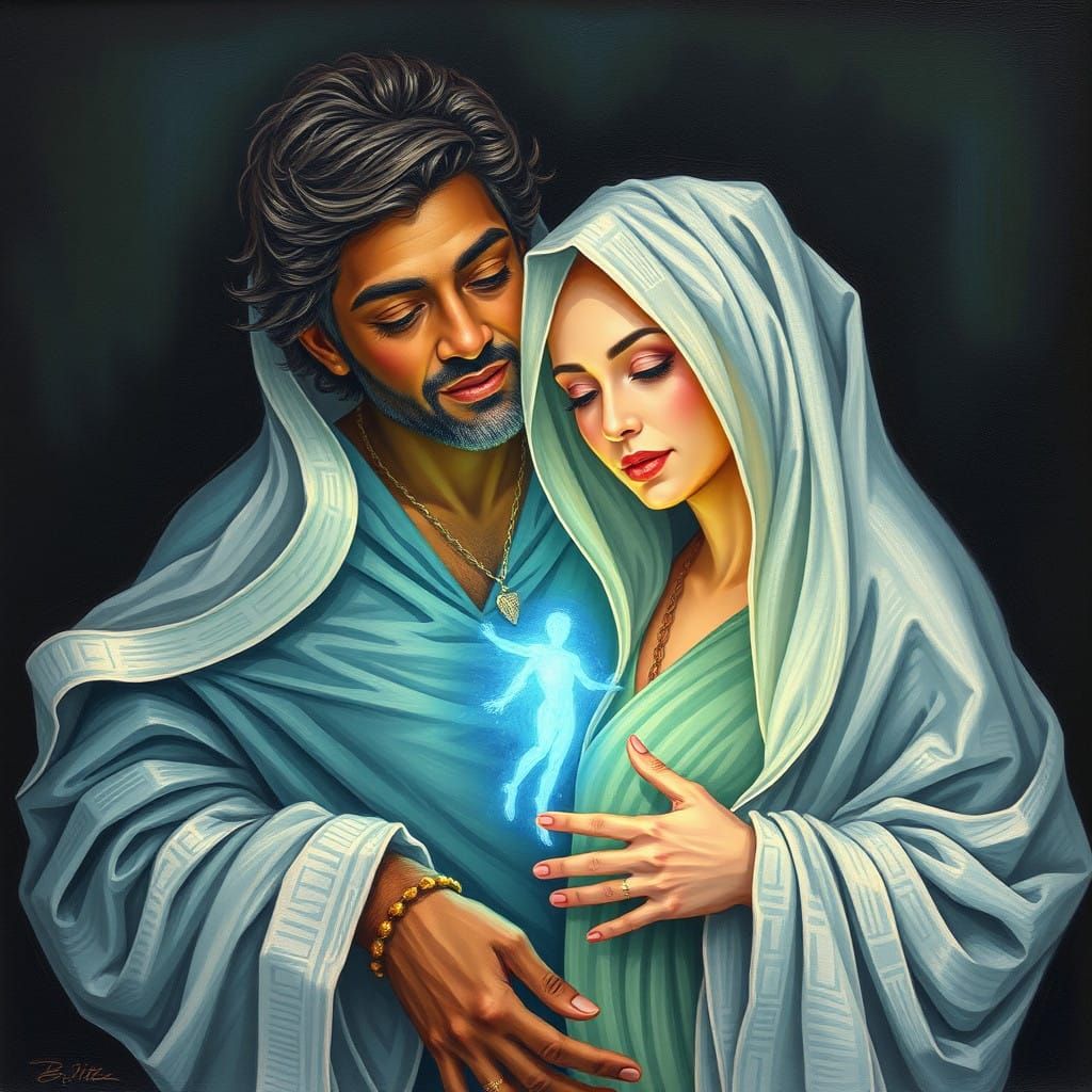 Ethereal Motherly Love in a Melancholic Landscape