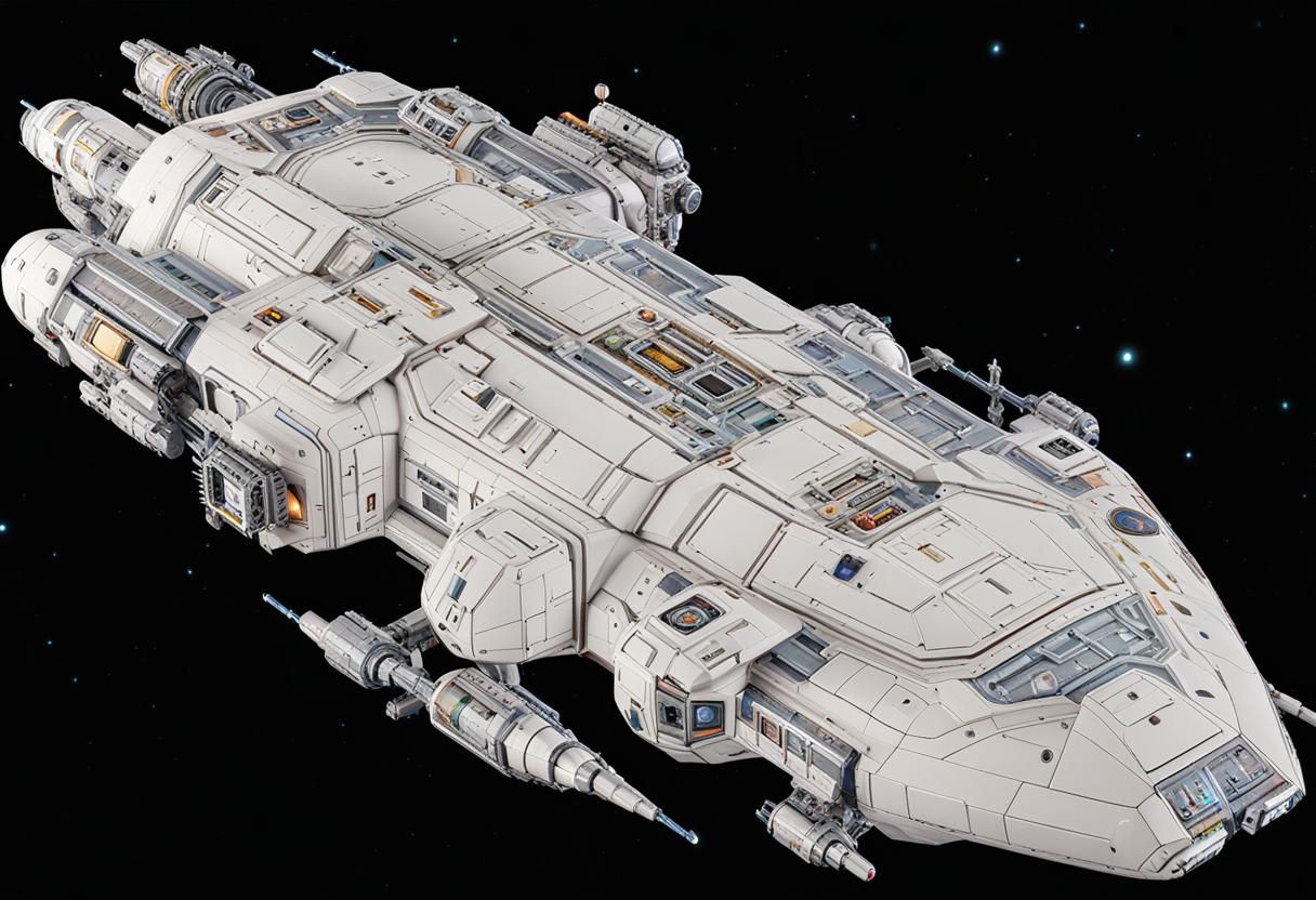 Detailed Spacecraft in Starry Nebula: Digital Matte Painting