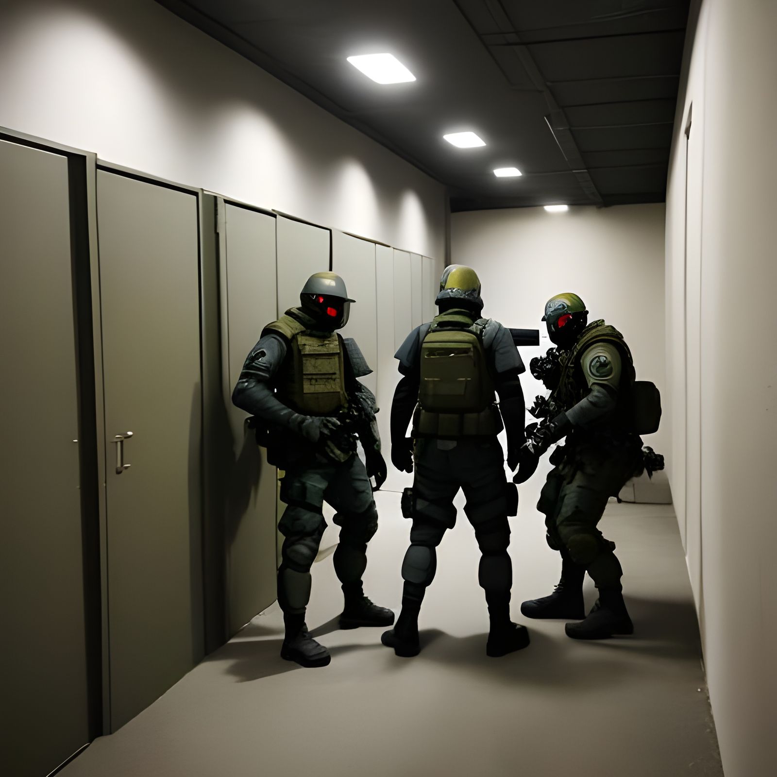 Armored Special Forces Explore the Backrooms