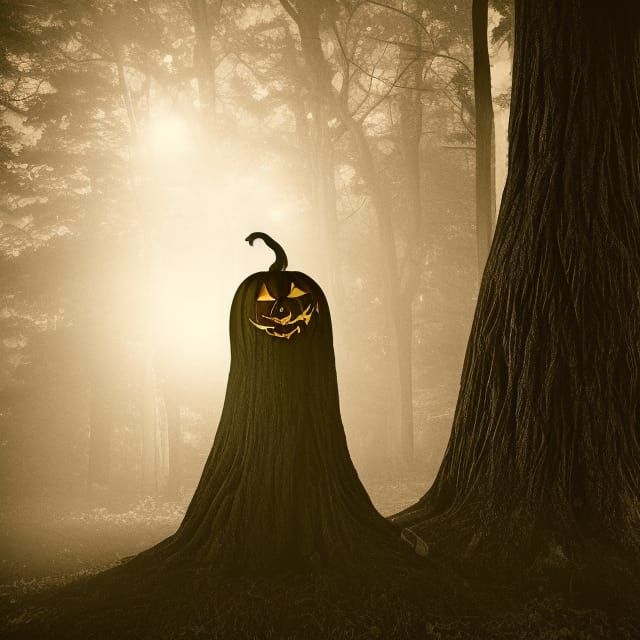 Ethereal Jack-o'-Lantern in Hyperrealistic Horror Scene