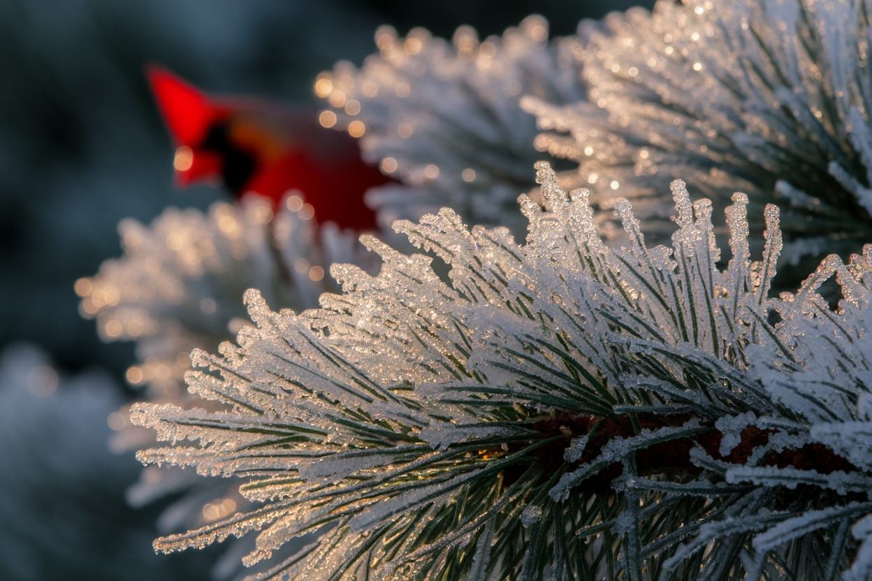 Frosted Pine Needles in Ethereal Light