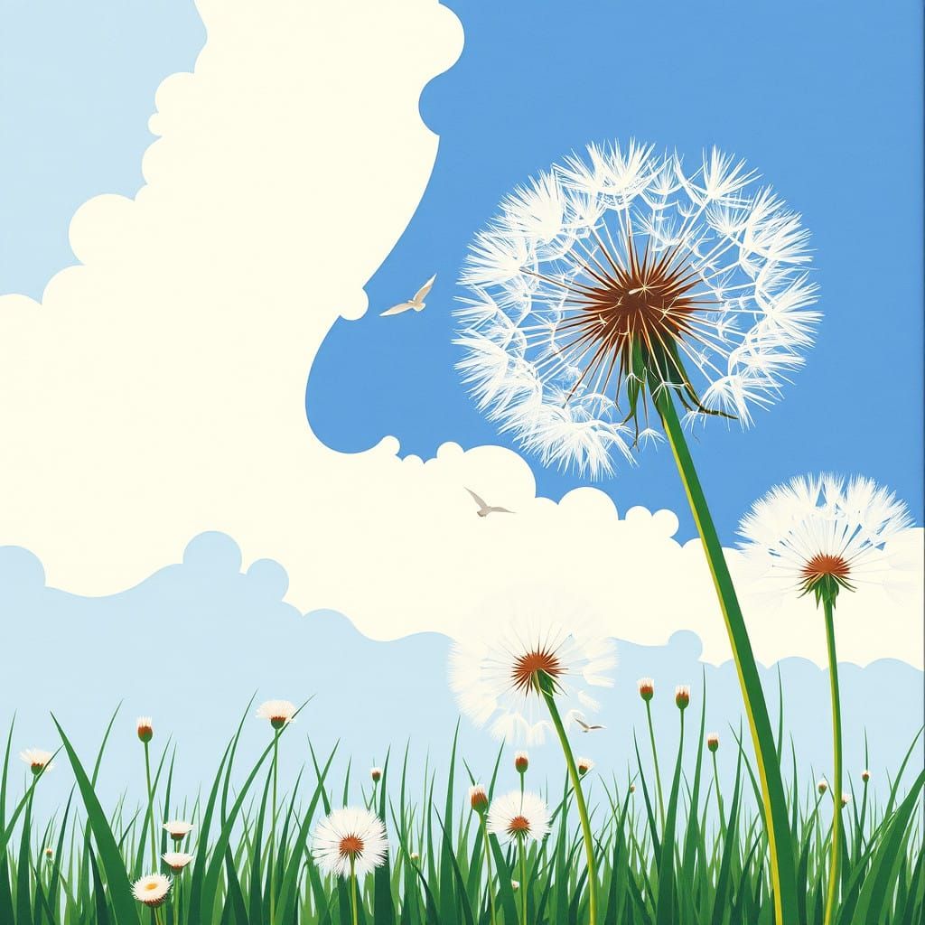 Epic Wind and Dandelion Graphic Art