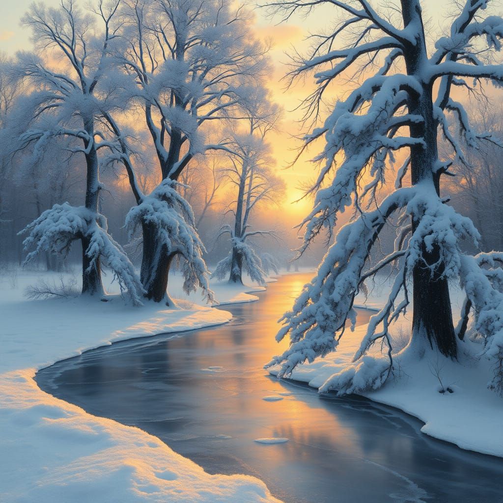 Winter Serenity in Soft Impressionist Hues