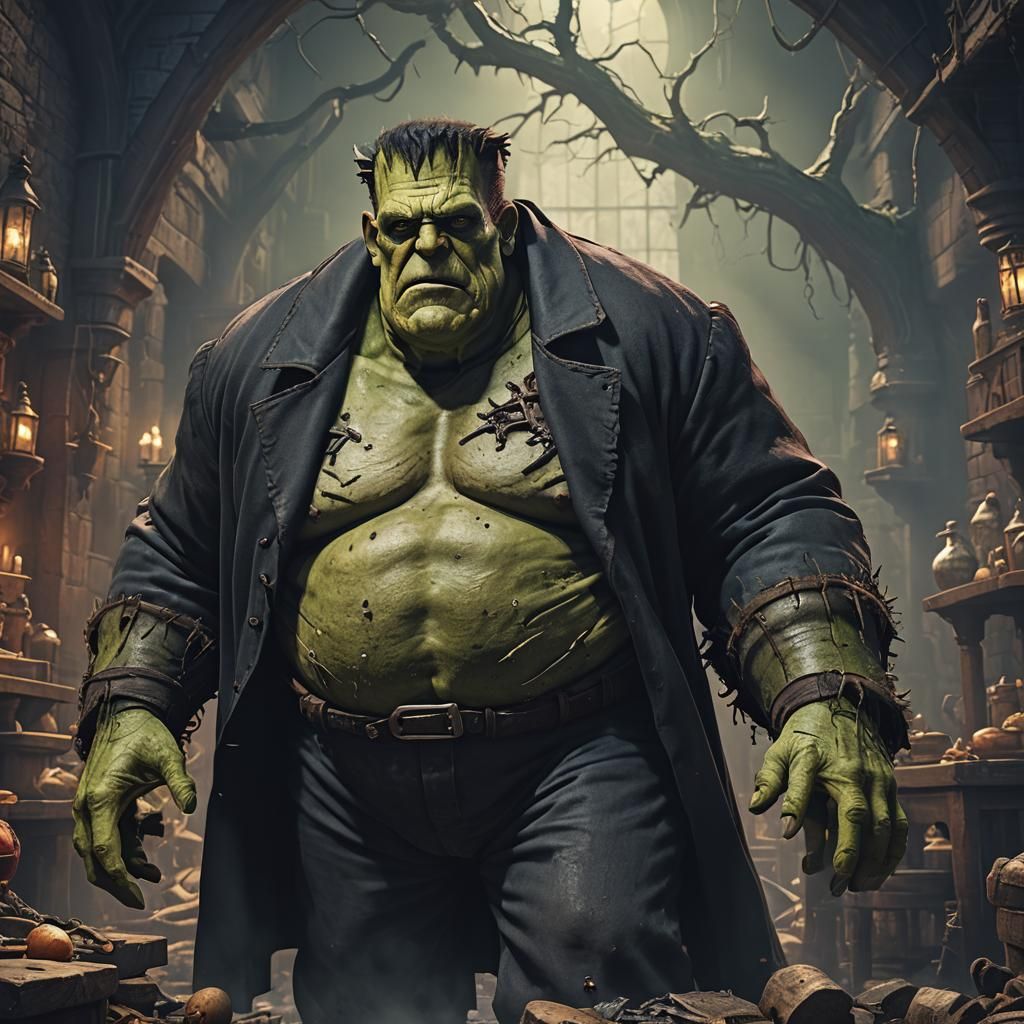 Morbidly Obese Frankenstein's Monster: Detailed Matte Painti...