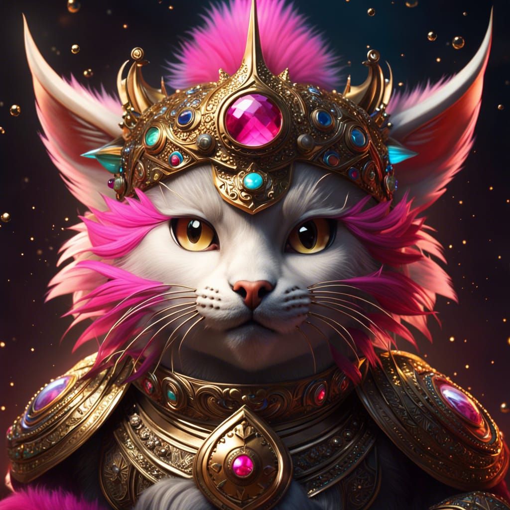 Detailed Pink Monster Cat Dragon in 3D Style