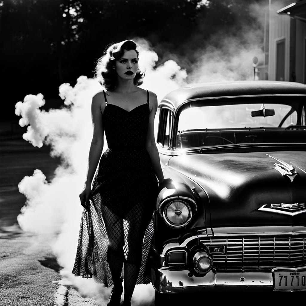 Film Noir: Woman and Broken 57 Chevy