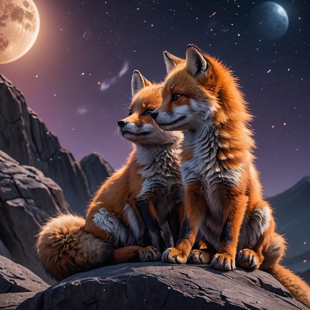 Moonlit Baby Fox Fantasy Concept Art