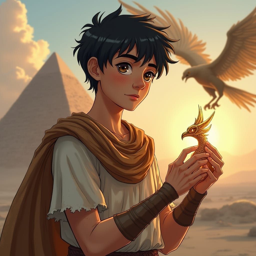 Boy with Phoenix Pendant in Ancient Rome