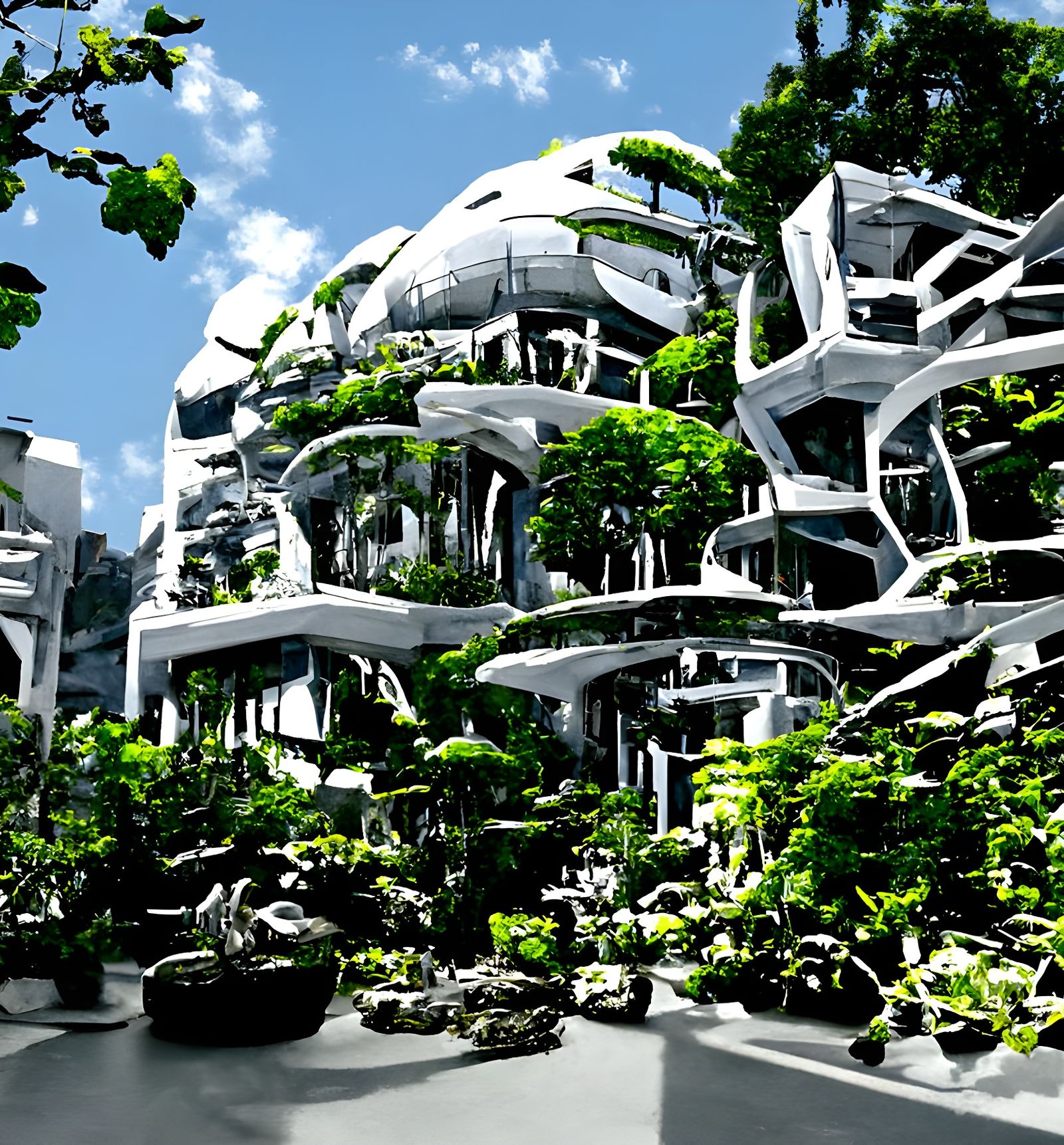 Futuristic Biophilic Eco-City Arcology: 3D Render