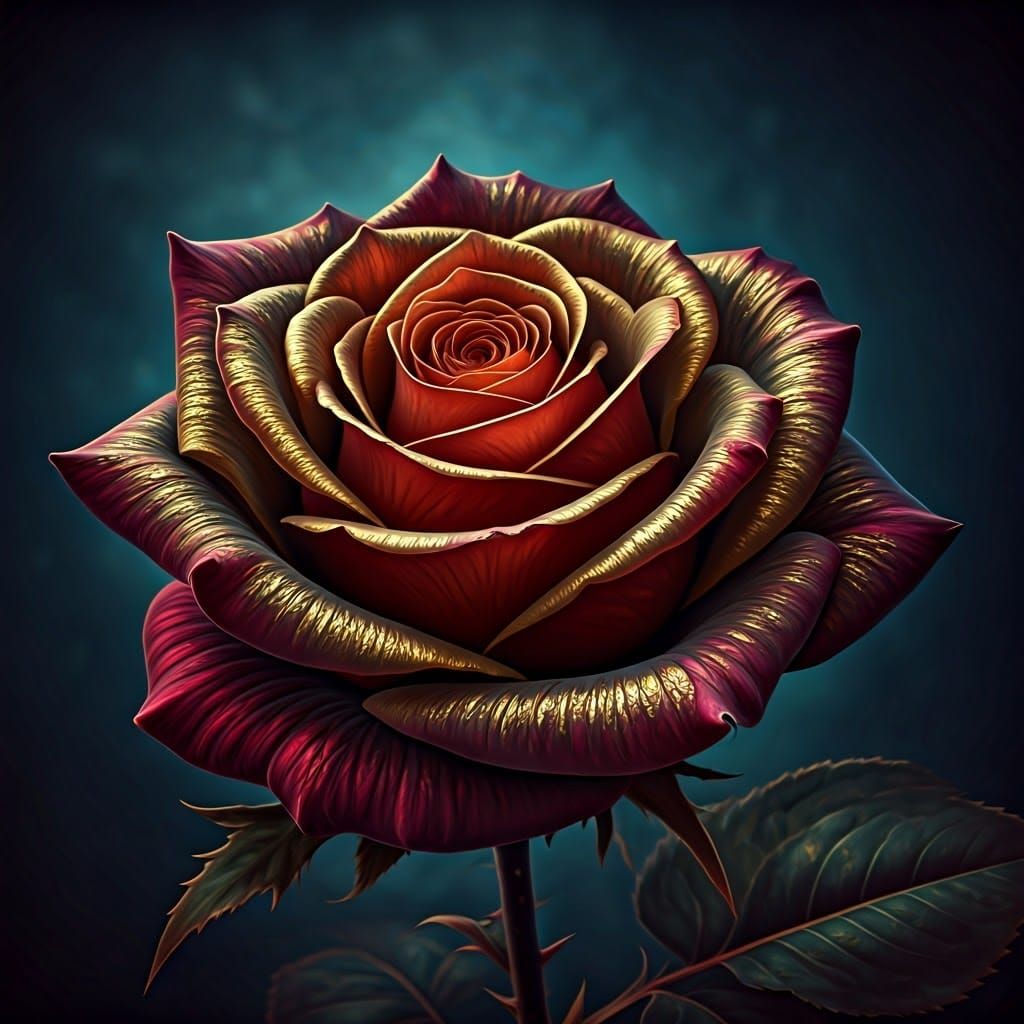 Mystical Rose in Twilight Realm: Fantasy Art