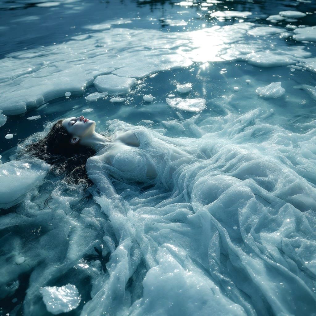 Frozen Serenity Unravels: A Haunting Scene of Melting Ice