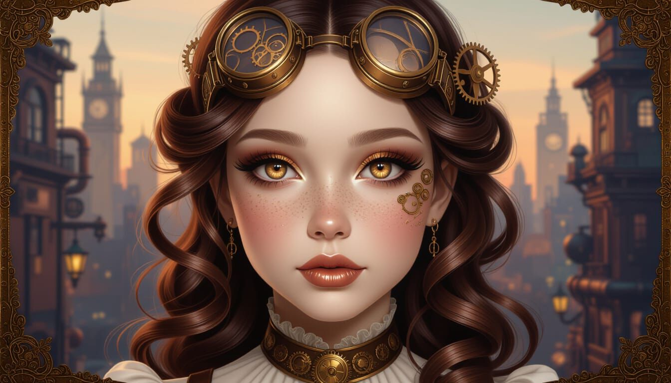 Steampunk Girl Portrait with Expressive Eyes
