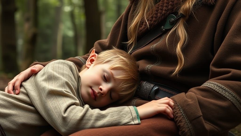 Elvish Father and Son in Forest