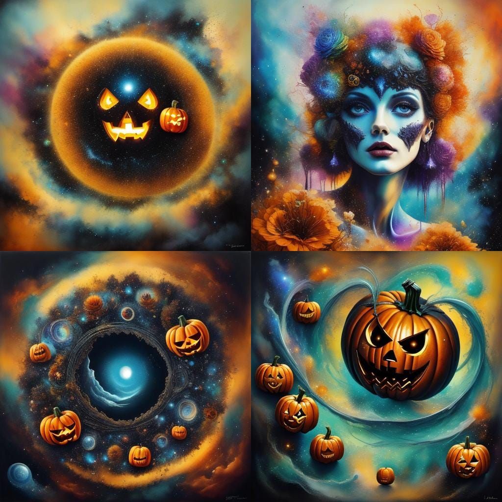 Intricate Surreal Jack-o-Lantern in Dark Fantasy Style