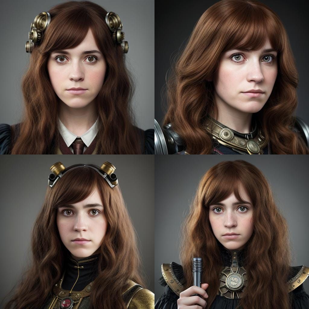 Steampunk Robot Girl Portrait in Victorian Style