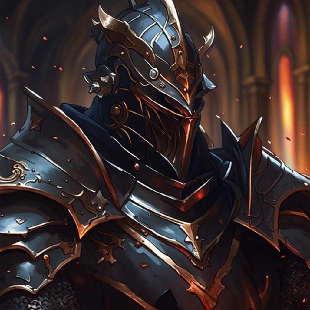 Medieval Black Knight Portrait in Hyperdetailed Style