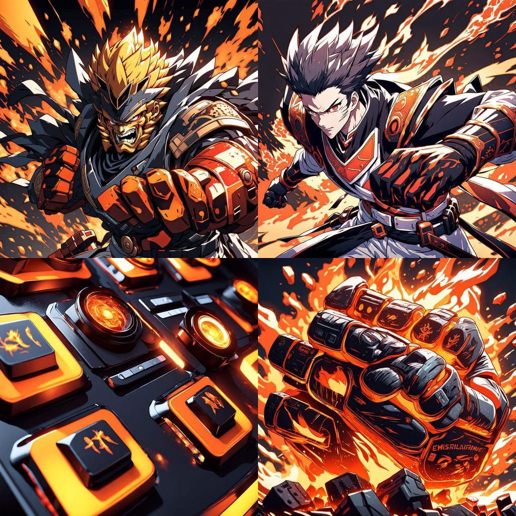 Flaming Fists of Fire and Embers in 3D Anime Art