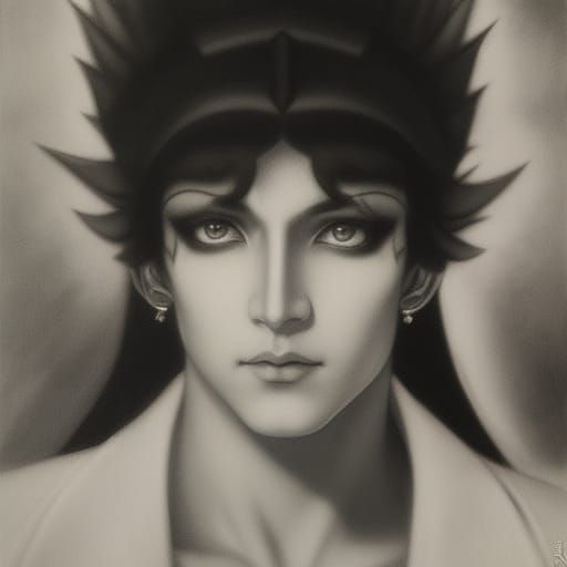 Androgynous Vampire Lord in Anime Charcoal Style