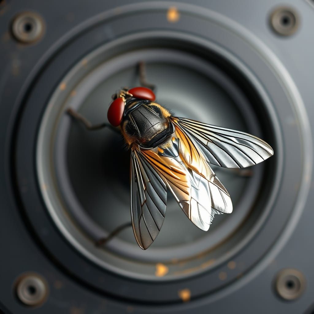 Futuristic Speaker with Wings in Flight