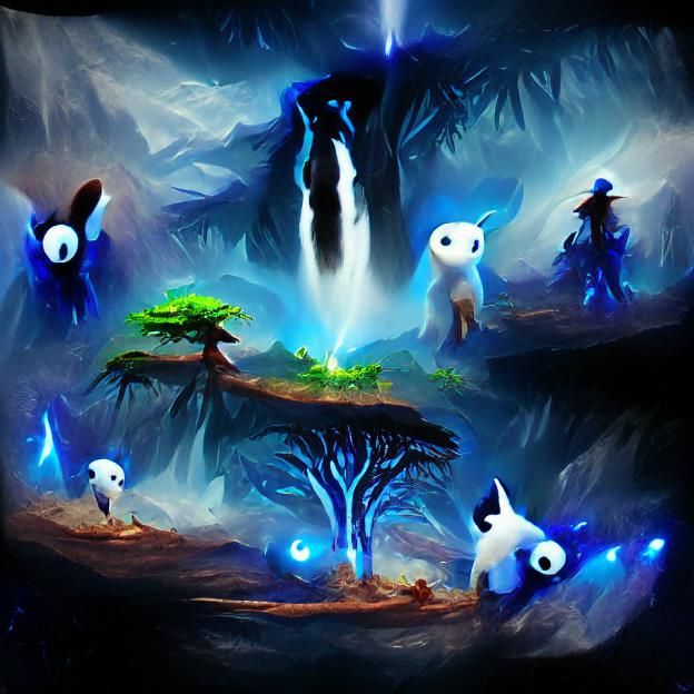 Ethereal Forest Scene with Bioluminescent Plants