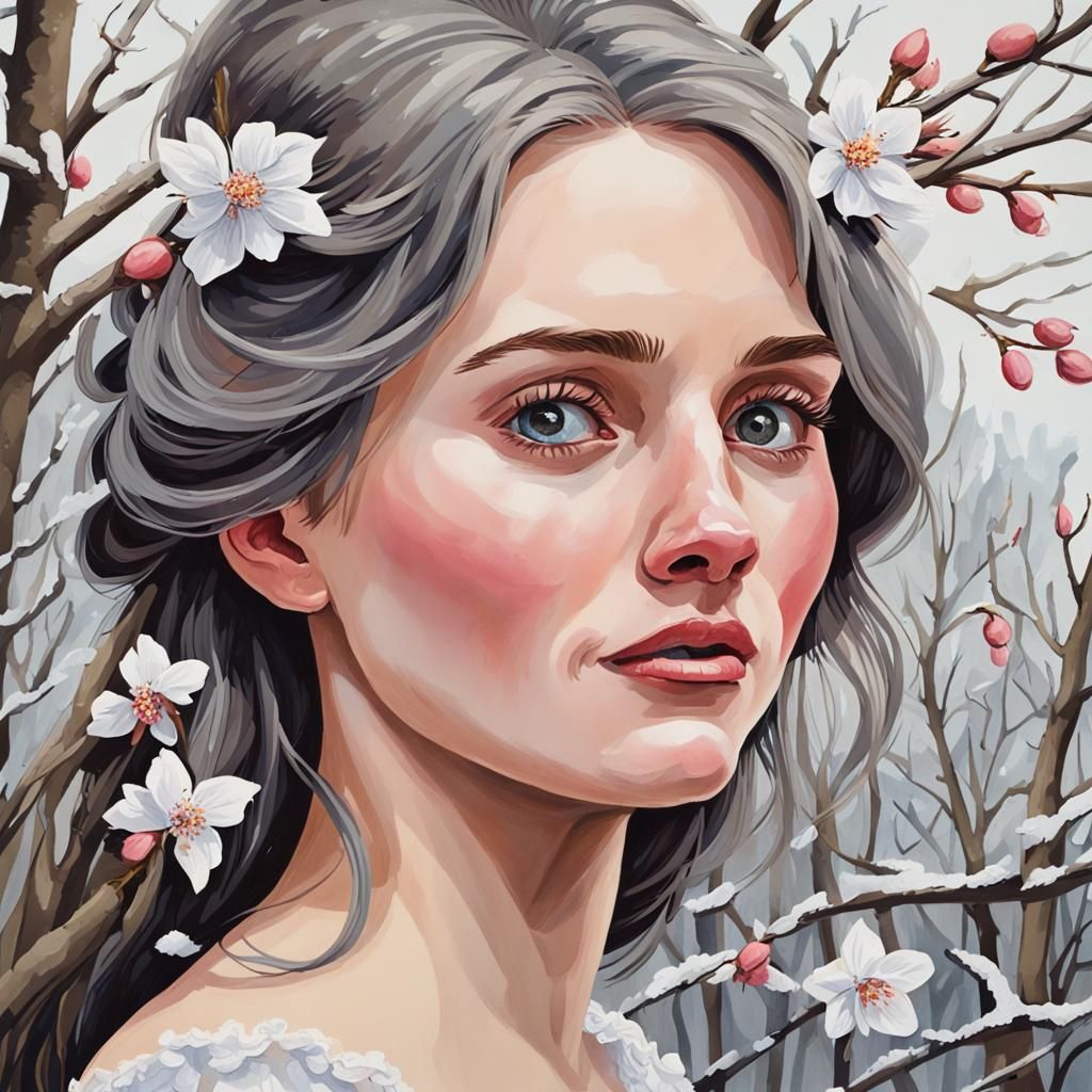 Gouache Painting: Spring to Winter Portrait