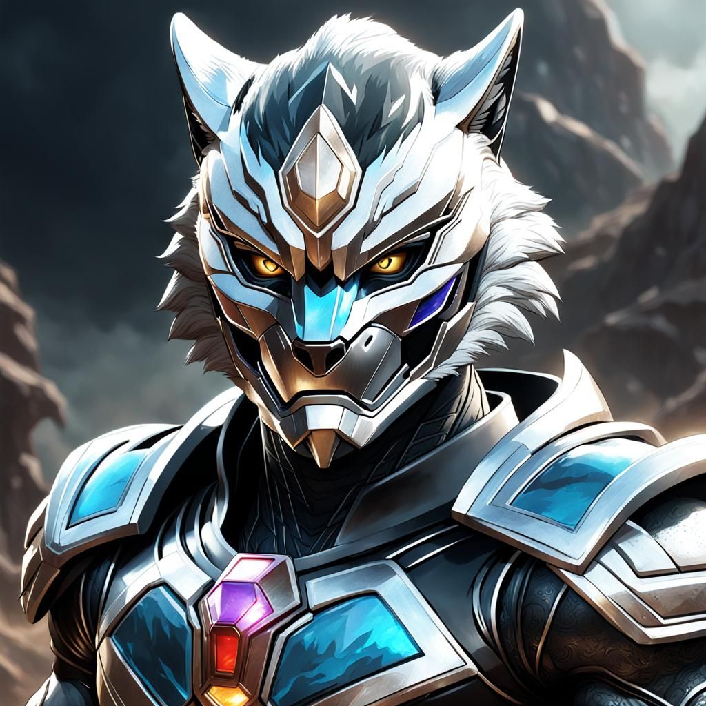 Wolf Power Ranger Portrait in Striking Detail