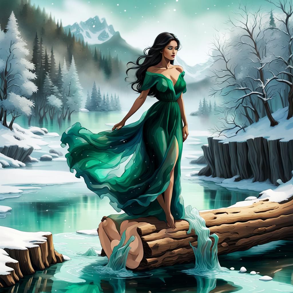 3D illustration capturing the ethereal beauty of a young wom...