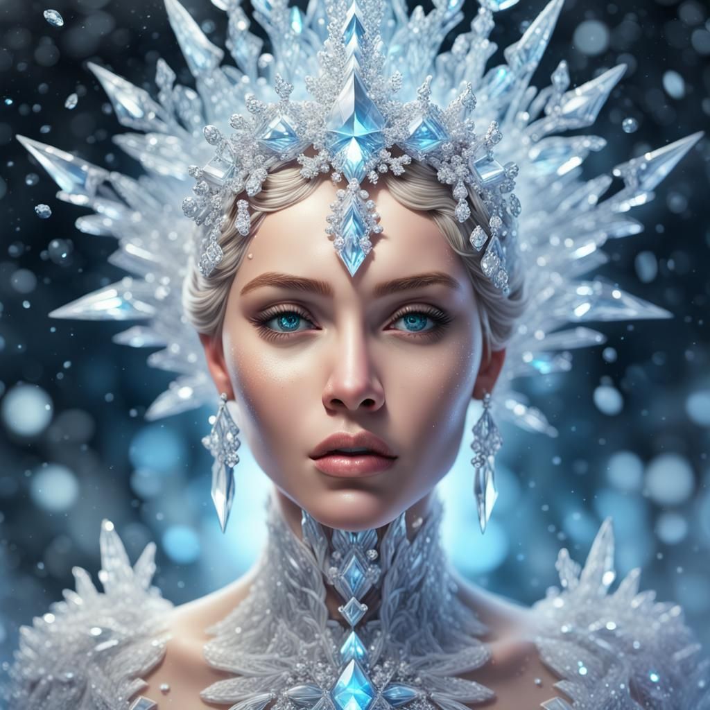 Glistening Ice Queen in Fractal Snowscape