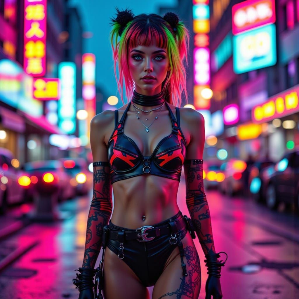 Cyberpunk Officer Directs Traffic in Lomography Stop Shot