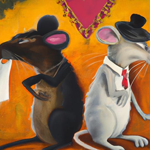Oil Painting: Mice with Marriage Problems
