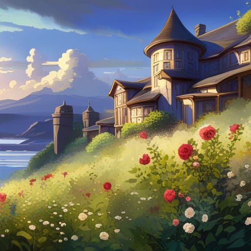 Harry Potter Roses in Studio Ghibli Anime Style