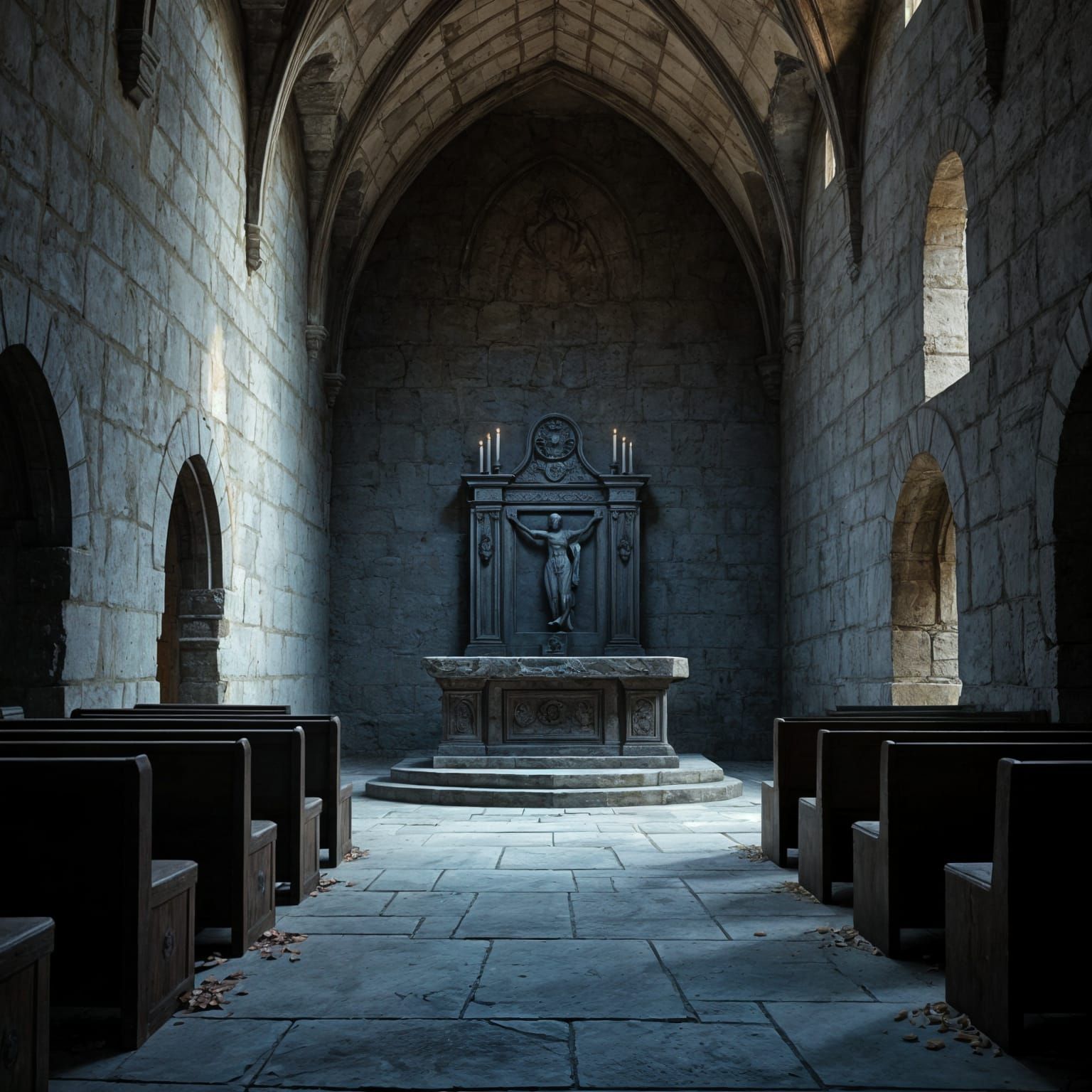 Worn Altar in an Abandoned Monastery