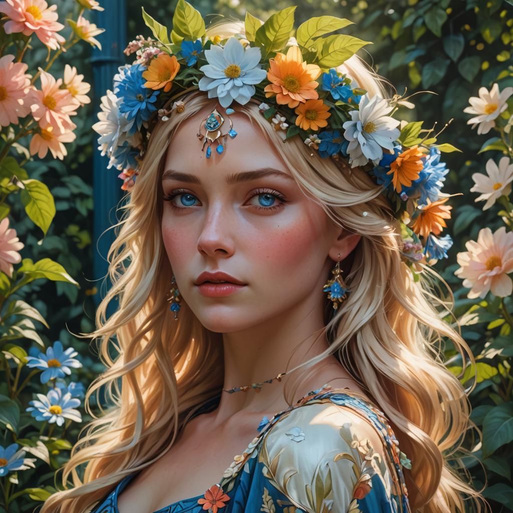 Lady with floral headdress