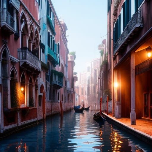 Hyperdetailed Venice Street Concept Art in 8K