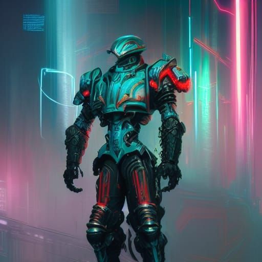 Cyberpunk Neon Knight Concept Art