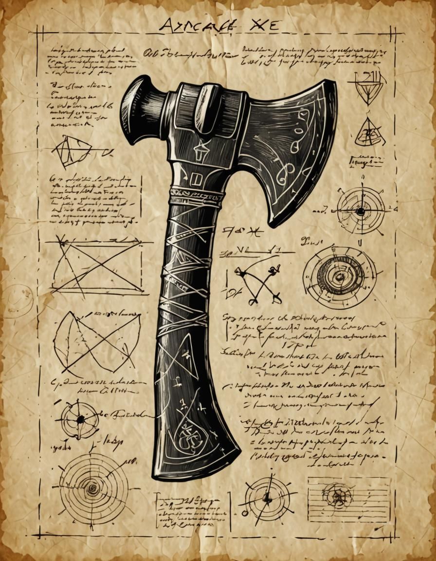 Technical diagram of a hand axe.