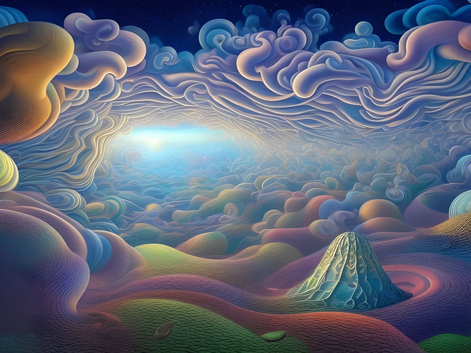 Astral Clouds Form a Planet in Fantasy Art Style