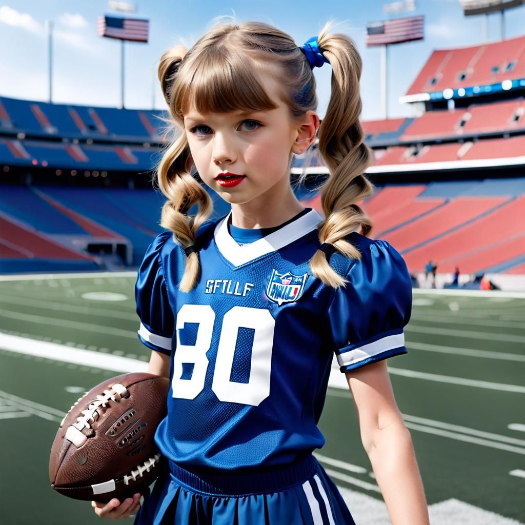 Child Pop Star in Football Outfit, Digital Art