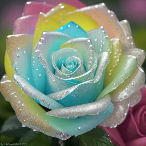 Close-up of an Intricately Detailed Glass Rose in Morning Li...