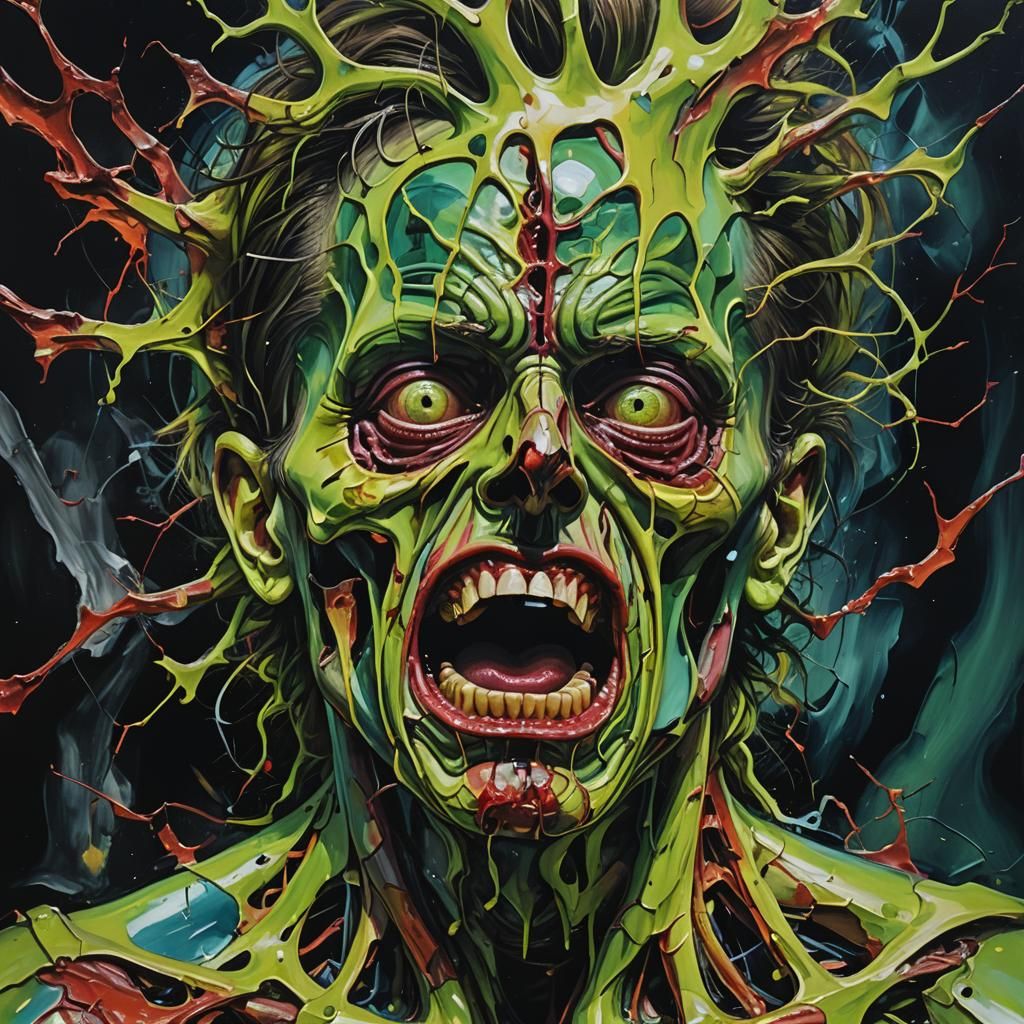 Tormented Figure with Visible Organs: Surreal Portrait