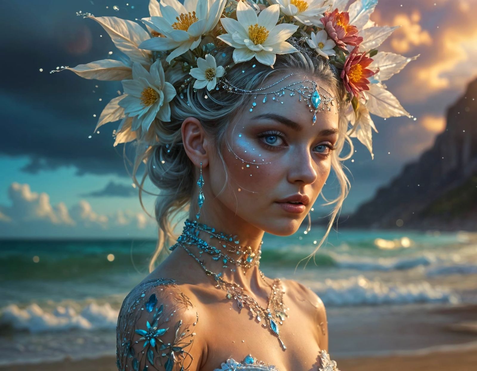 Celestial Princess Portrait with Lotus Portal