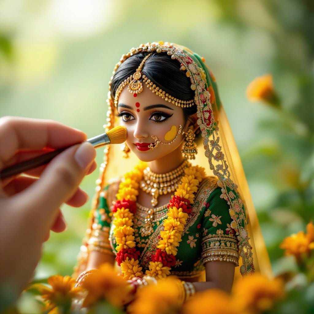Miniature Indian Haldi Ceremony in Diorama Style