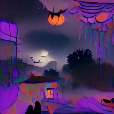 Spooky Night Scene with Full Moon