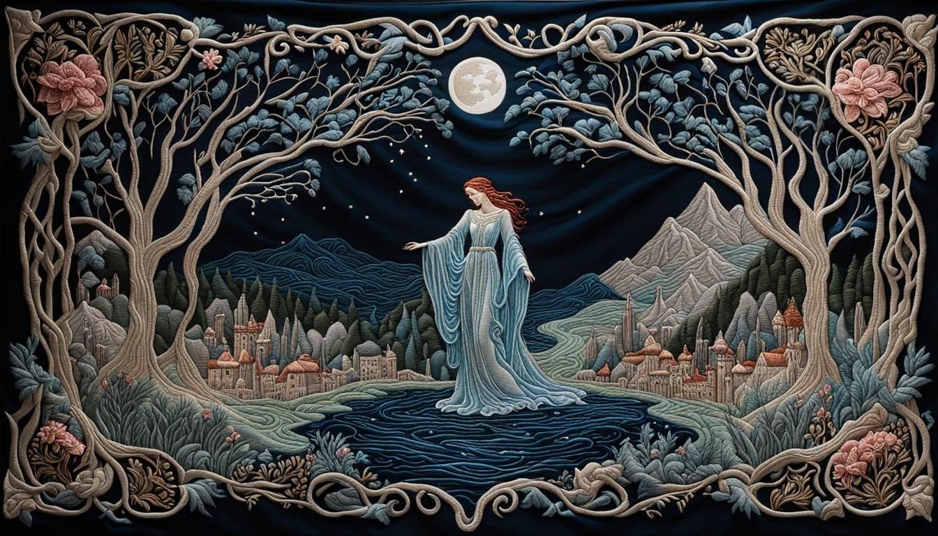 Art Nouveau Tapestry: Dante's Inferno Embroidery