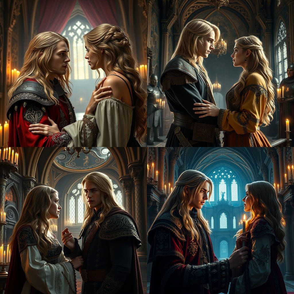 Medieval Man Seduces Woman in Dramatic Digital Painting