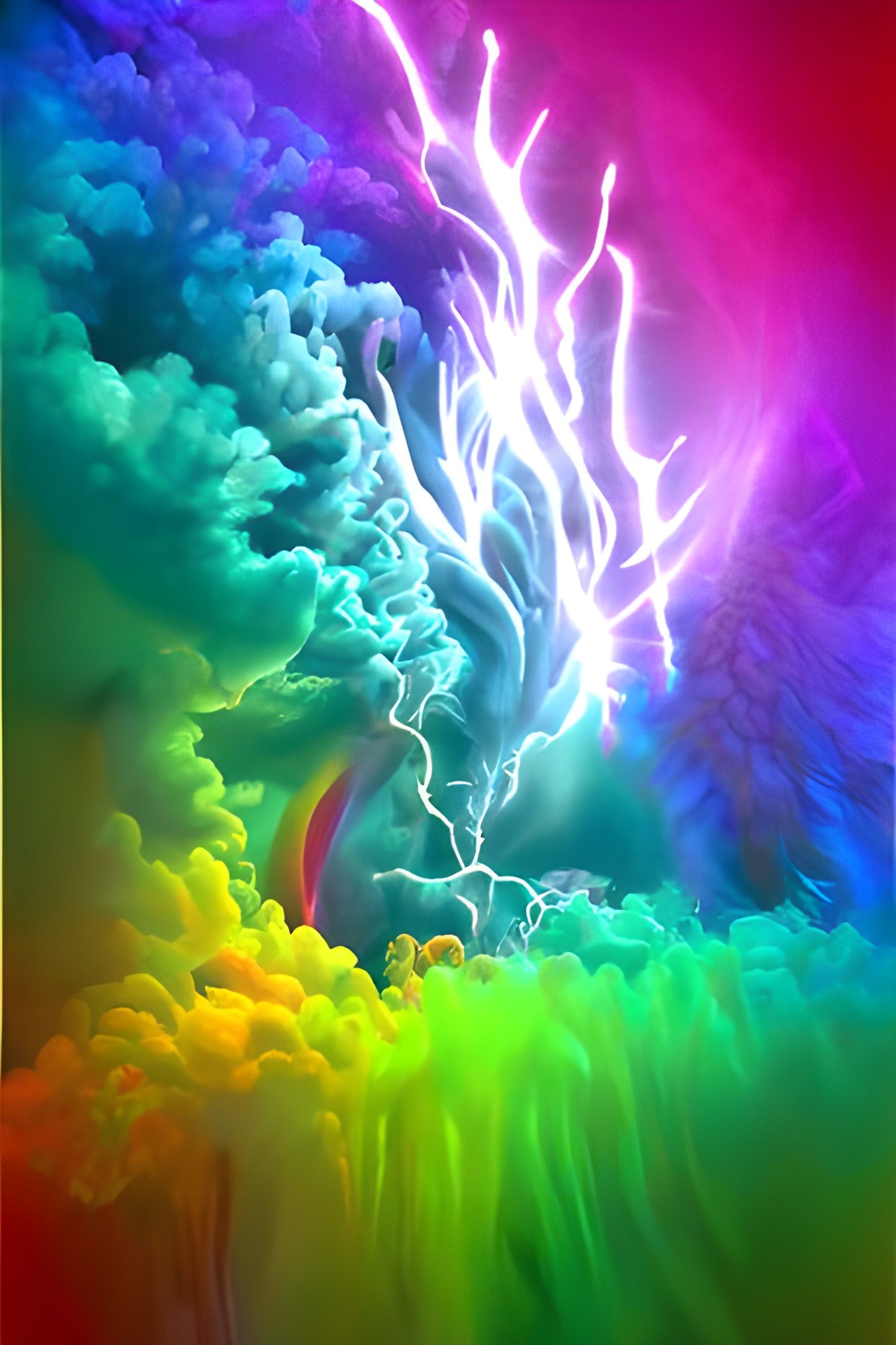Rainbow Lightning Hybrid in Hyperrealistic Style