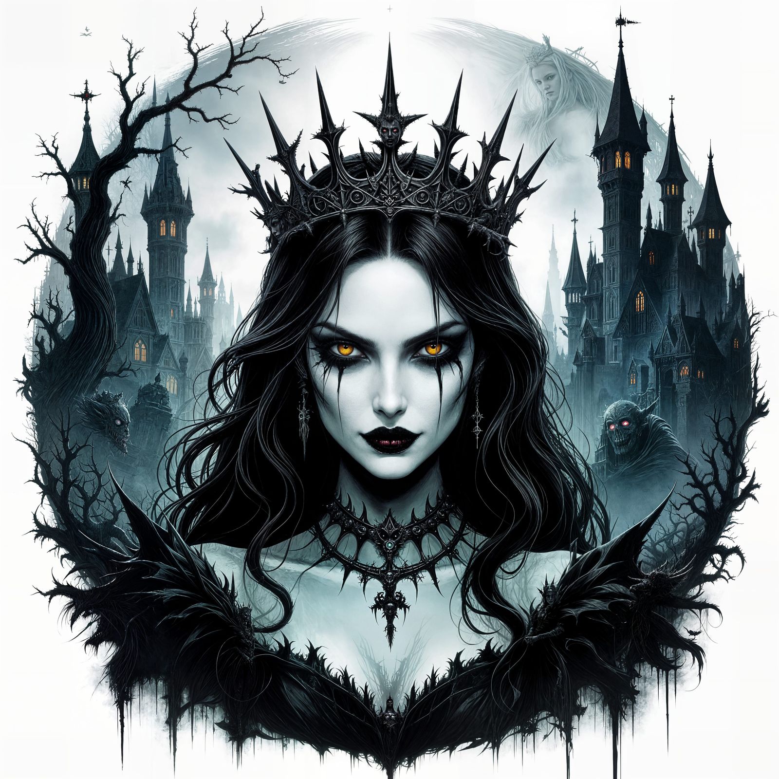 Vengeful Sorceress Princess in Dark Fantasy Kingdom