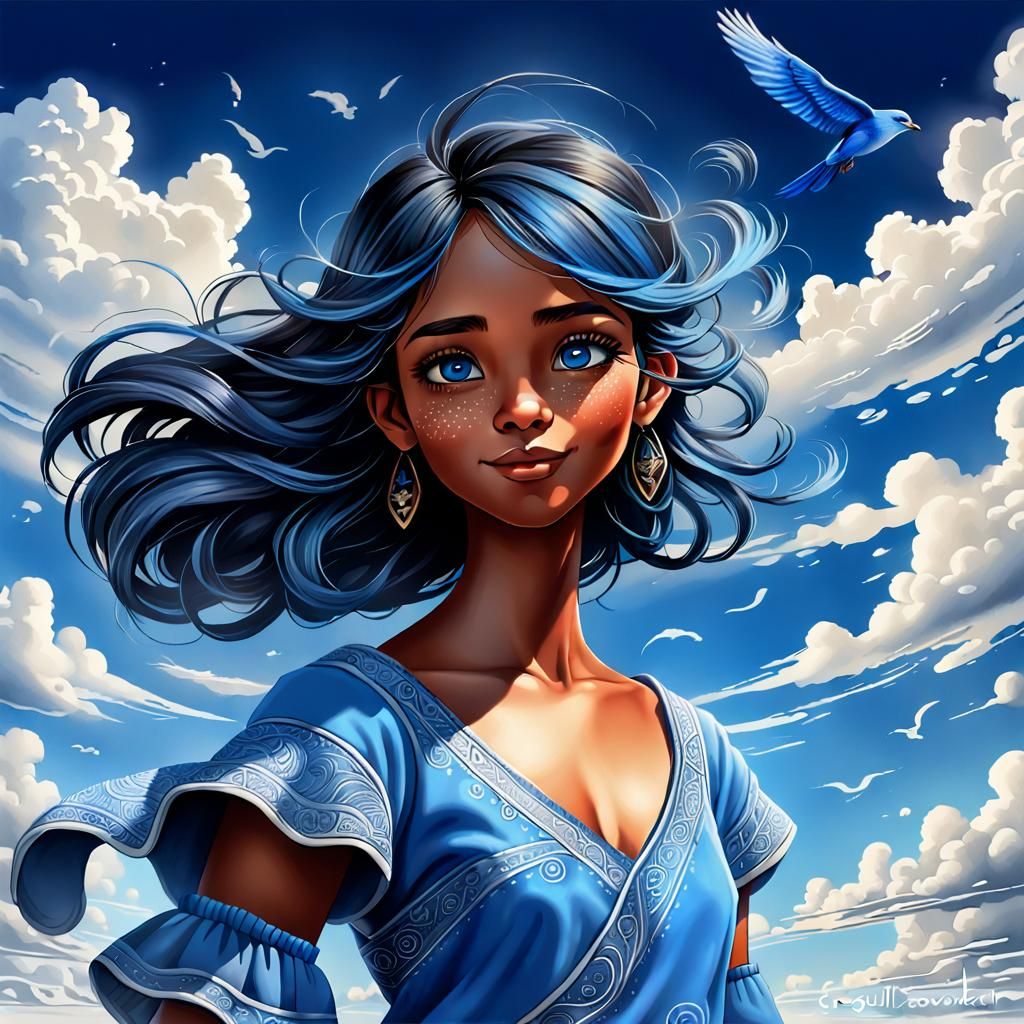 Blue Skies Australian Tonalism Airbrush Art