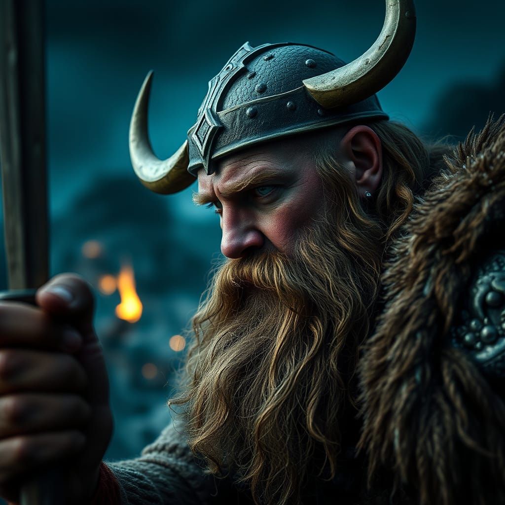 Viking Warrior in Moody Hyperrealistic HDR