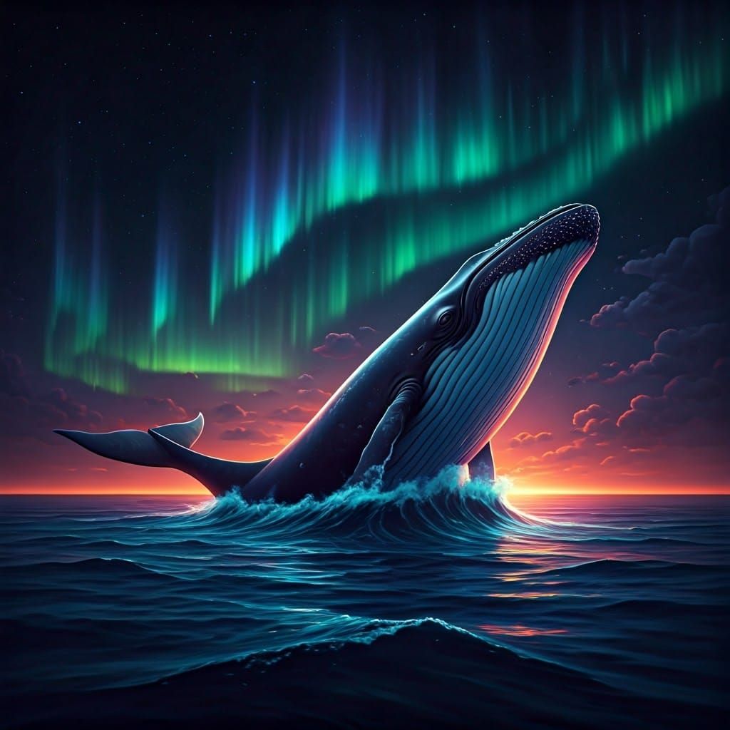 Surreal Whale Hybrid in Neon Ocean